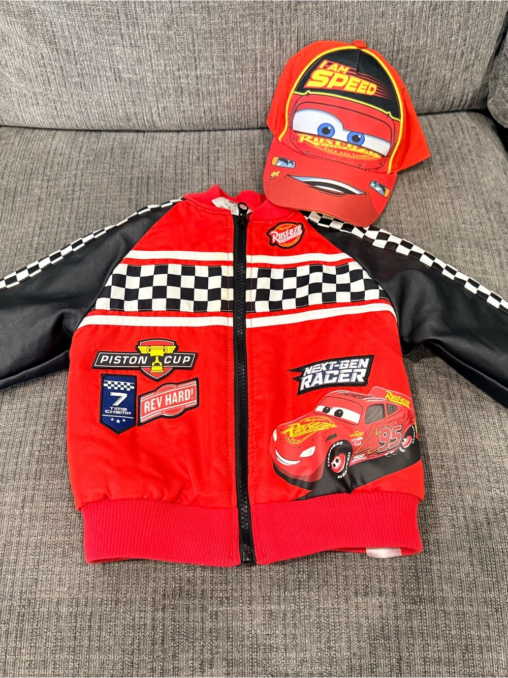 Disney Red Lightning McQueen Racing Jacket and Cap Set